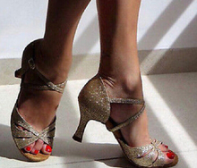 New Free Shipping Gold Glitter Open Toe Dance Shoe Ballroom Salsa Latin Tango Bachata Dancing Dance Shoes ALL Size
