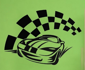 Race Car Vinyl Wall Decal Racing Car Motorsports font b Chequered b font Flag Mural Art