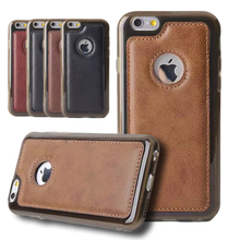 Luxury Retro vintage Business PU Leather + Tpu Back case for iPhone 6 6s with Logo Hole Coque for iphone6 6 s 4.7 Inch Cover