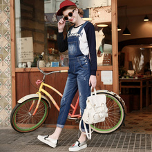 TC Womens Jumpsuit Denim Overalls 2016 Spring Autumn Casual Ripped Hole Loose Pants Ripped Pockets Jeans Coverall