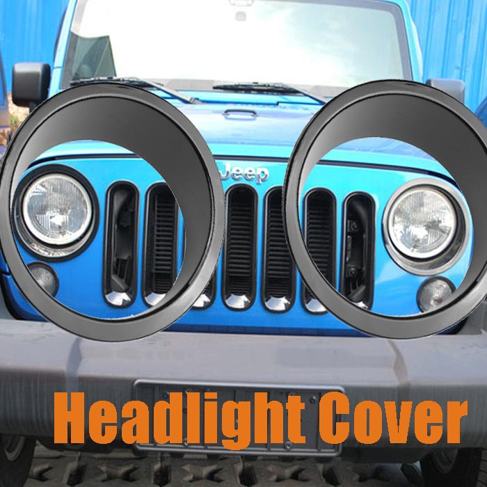 Fashionable 2pcs Black Headlight Trim Bezels Cover For Jeep Wrangler JK
