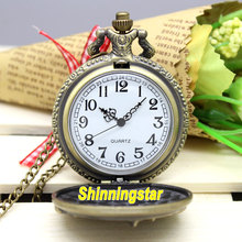 Free shipping Bronze Motorcycle Motorbike MOTO Pocket Watch Necklace Pendant Mens Gift P79