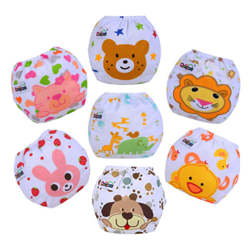 Printed Cartoon Baby Nappies Reuseable Kids Baby Cloth Diapers Washable Waterproof Ajustable Nappies For Childern Summer