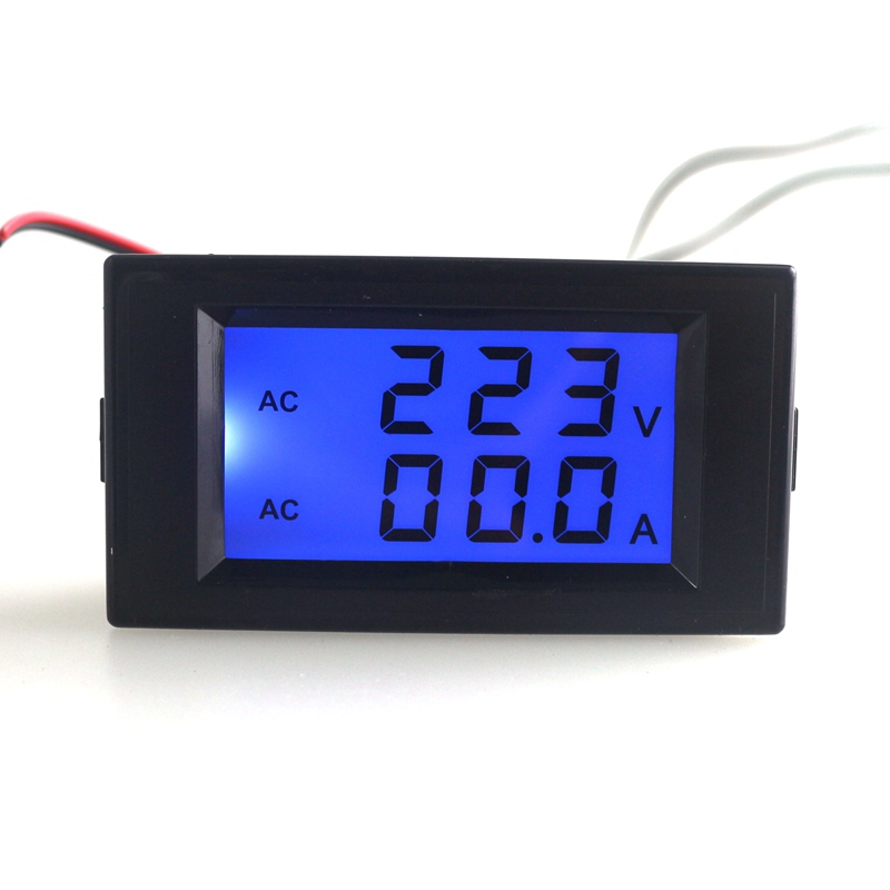 Free Shipping Blue LCD Digital AC voltmeter ammeter  AC 100-300V Voltage Meter Current ampere Meter digital volt gauge 0-100A