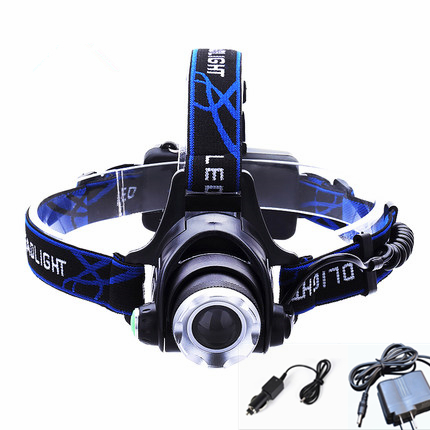 Headlight 2000 Lumens Head lamp Cree XM-L T6 led rechargeable Headlamps lights powered by 18650 battery +AC Charger/Car charger