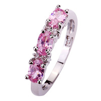 2015 new Novelty Gorgeous Pure Jewelry Pink Topaz 925 Silver Fashion Ring Size 6 7 8 9 10 11 12 For Free Shipping Wholesale