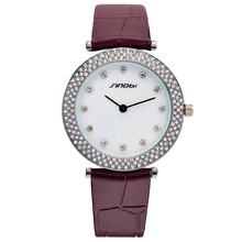 Relogio femininos 2015 sinobi del reloj de acero de plata Rhinestone Dail relojes de pulsera de cuero de las para mujer reloj analógico para mujeres