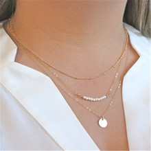 Fashion Layer Necklaces Gold Filled / Sliver Round Peal Necklace Necklace Dainty Beaded Satellite Chain bijoux collare