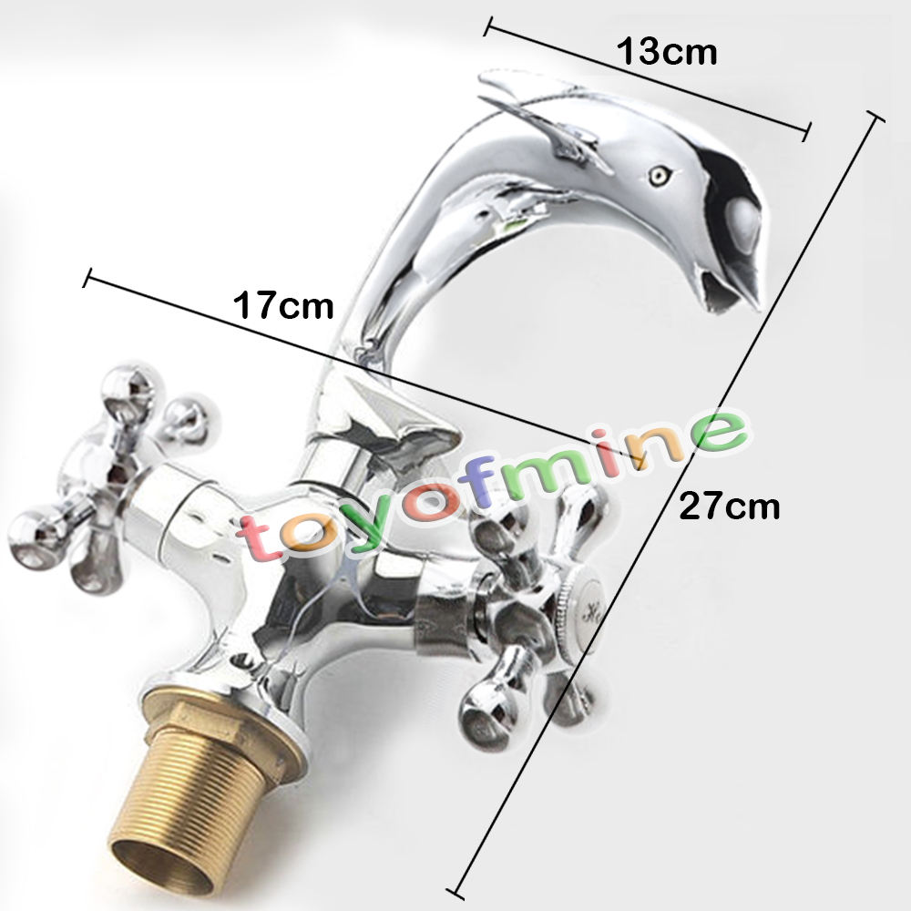 Купить Дельфин форму двойной ручкой Ванная раковина смесители хром ...