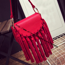 Small bag 2016 new autumn and winter fashion handbags big mobile diagonal fringed leather small shoulder bag Post