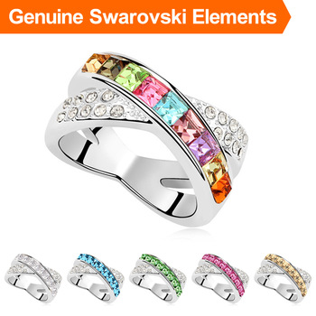 Made with SWAROVSKI ELEMENTS Genuine Austria Crystal 18K Gold Plated Ring for women New Sale Hot