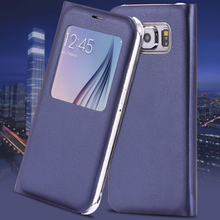 S6 Cases Fashion Soft PU Leather Flip Phone Case For Samsung Galaxy S6 G9200 G920A G920F Slim View Window Cover For Galaxy S6
