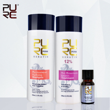 PURC 12% formalin keretin hair treatment 100ml and purifying shampoo and 10ml argan oil best hair care set repair damaged hair