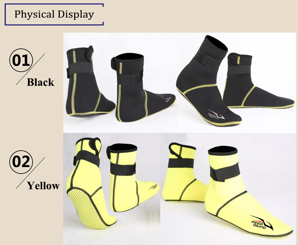 Description Picture 5 of item3mm Neoprene Snorkeling Shoes Scuba Diving Socks Beach Boots Wetsuit Prevent Scratches Warming Non-slip Winter Swimming Seaside