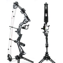 Black Right handed hunting compound bow and arrow set 5 pin opt sight release rest draw