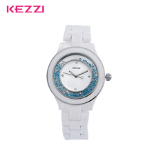 Damas de cerámica blanca relojes Kezzi aleación de moda Anolog cristal de cristal mujeres Relogio relojes de pulsera de cuarzo reloj de regalo