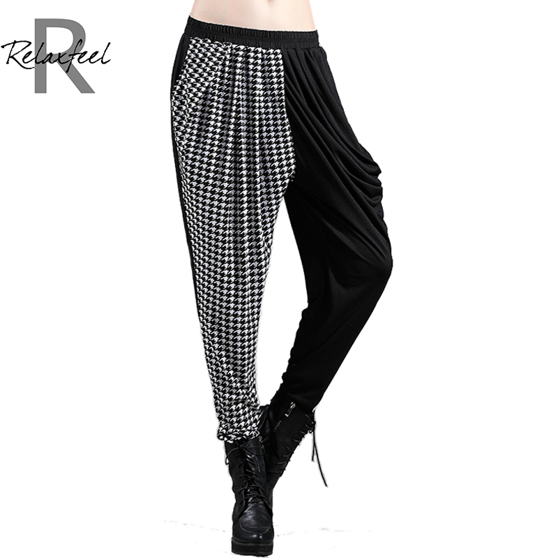 Relaxfeel 2016 Women s New Autumn winter fashion Black font b Tartan b font Plaid Elastic