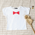 Children s short sleeved T shirt red and white cotton T shirt girl boy T shirt