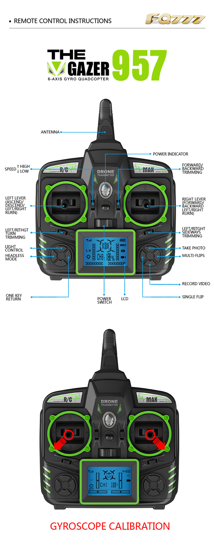 FQ777 Gazer 957C 6-axis Gyro Headless Mode With 2MP Camera RC Quadcopter RTF 2.4GHz