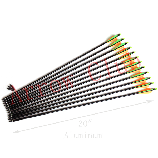 12pcs screwing arrow broadhead hunting aluminum 8 8mmOD arrow shaft with 611 grian total 340 spine