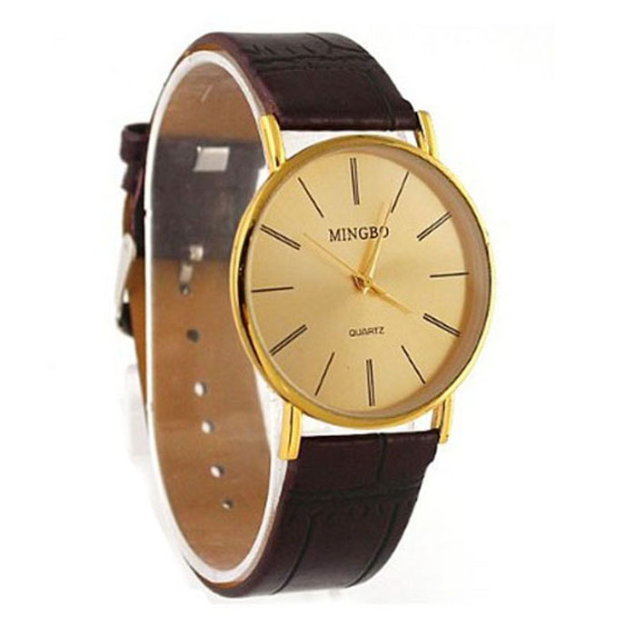 Luxury Golden Gentle Men Man Leather Band Watch Qu...