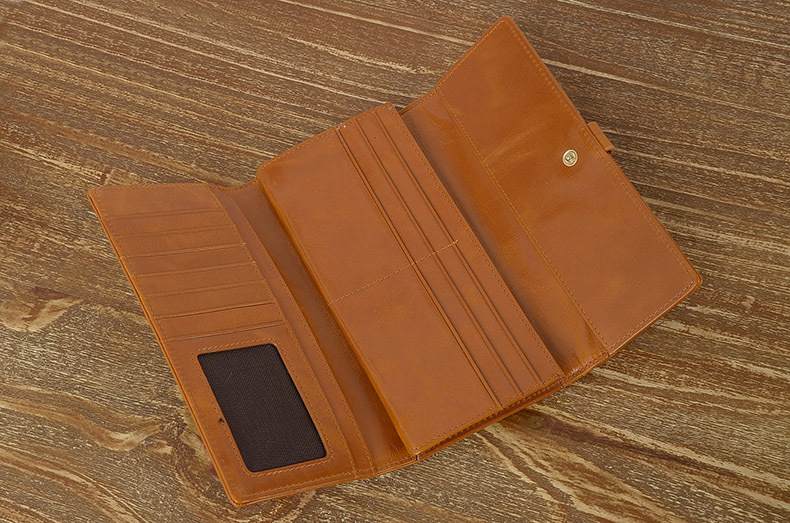 Imported Grain Leather Korea Style Burnished Leather Women's Long