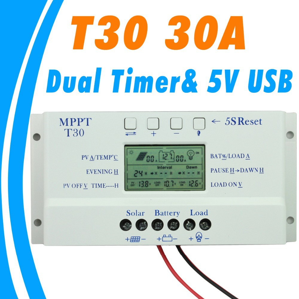2016 NEW Solar Charge Controller 30A MPPT PWM Voltage Settable LCD dispaly Light and dual timer control 30A 12v 24v auto work 2016 NEW Solar Charge Controller 30A MPPT PWM Voltage Settable LCD dispaly Light and dual timer control 30A 12v 24v auto work