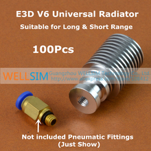 100Pcs E3D V6 Universal Extruder Radiator For Long & Short Range All-Metal Heat Sink For 1.75 3mm Feeding For 3D Printer