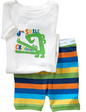 2015 Summer Kids Clothes Baby Boys Girls Clothing Supperman Short Sleeve Costume Cotton Pajamas PJS Childrens