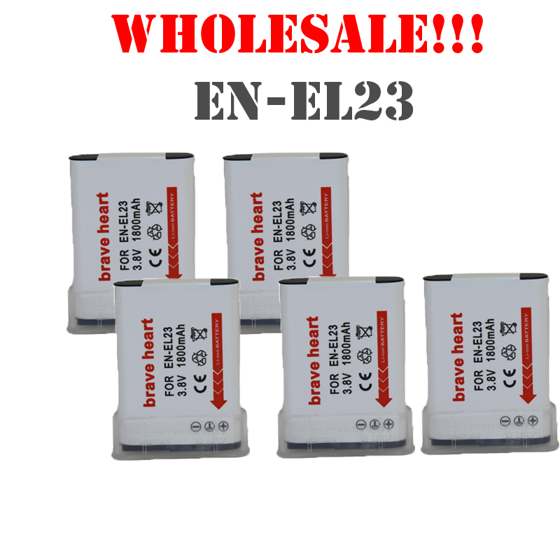  5x1800 mah 3.8  en-el23 batery bateria enel23 en el23    nikon coolpix p600 p610 s810c mh-67p