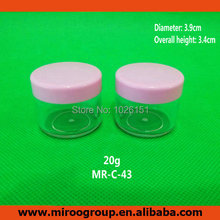 Hot 100PCS 20ml 20g round plastic cosmetic jars, empty cosmetic cream jar 20g, sample plastic jars for cosmetics container