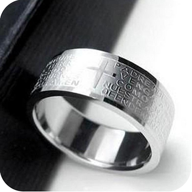 rings for women men Titanium Stainless Steel Bible Lord s Prayer silver Cross Ring wedding jewelry