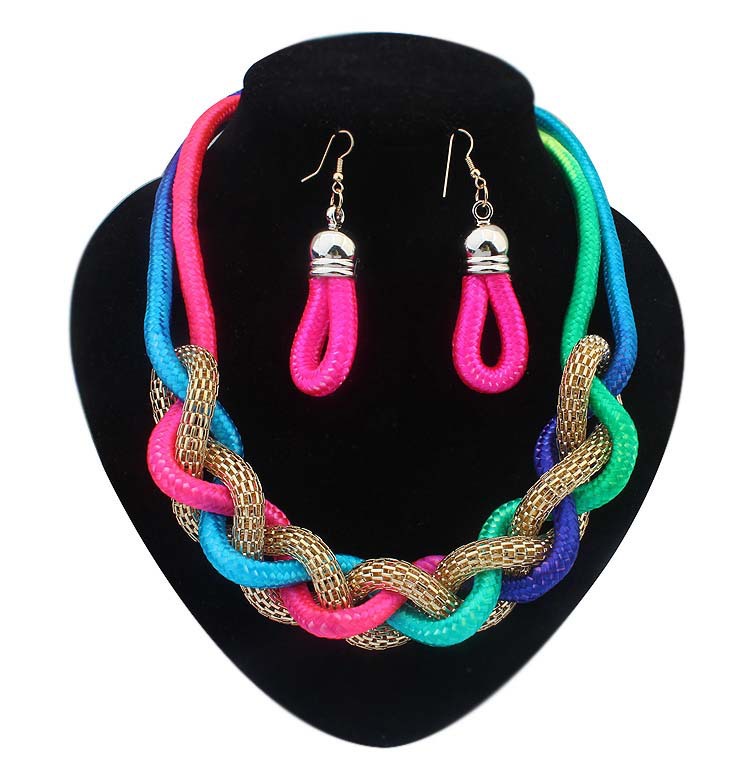 2014 new fashion design western style multi layer Weave Rhinestone Choker necklace jewelry for women statement