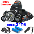 LED Headlight 3 T6 8000LM CREE XM L T6 LED Headlamp Head Bike Lamp Outdoor Lights