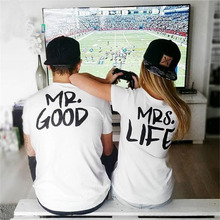 2016 MR MRS Couple T Shirt Femme GOOD LIFE Print Lover T-Shirts Tee Shirt Instagram Tumblr Casual Tops Camisetas Mujer T-F11164