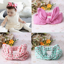 1PC Children Hair Accessories Lovely Bunny Ear Baby Headbands Elastic Fashion Soft Toddler scrunchy Bow Knot Girls Headband