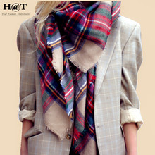 GS58 New Celeb Style Womens Color Mixed Plaid Tartan Pattern Oversized Soft Blanket Scarf & Wrap Winter Woolen Scarf
