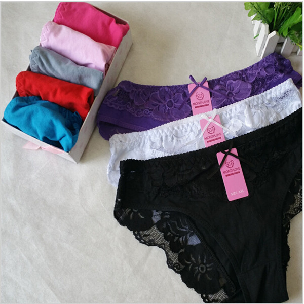 WJ443 Sexy Lace Panties Briefs Lingerie Womens Ladies Cotton Underwear L XL XXL