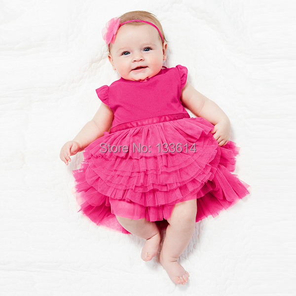 Baby Girls Rose Cake Dress Princess Tutu Dress Cotton ...