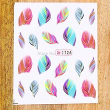 20pcs sheet Colorful Beauty Feather Nail Art Decal Water Transfer Stickers Fashion Nail Art Tips Decoration