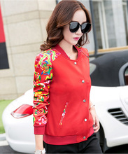 Women Outwear Jacket 2015 Autumn Brand Chaquetas Mujer Casual Cotton Print Loose Jaqueta Feminina Women Outwear