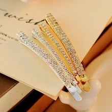 New Fashion Simple Double Rows Shine Crystal Silver Hairpins Barrette Hair Jewelry Wedding Hair Accessories for
