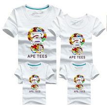 2016 New Newfamily Matching Sport Clothing Family Look Cartoon Monkey T Shirt Women Men Children Shirts Dad Mom Daughter Son