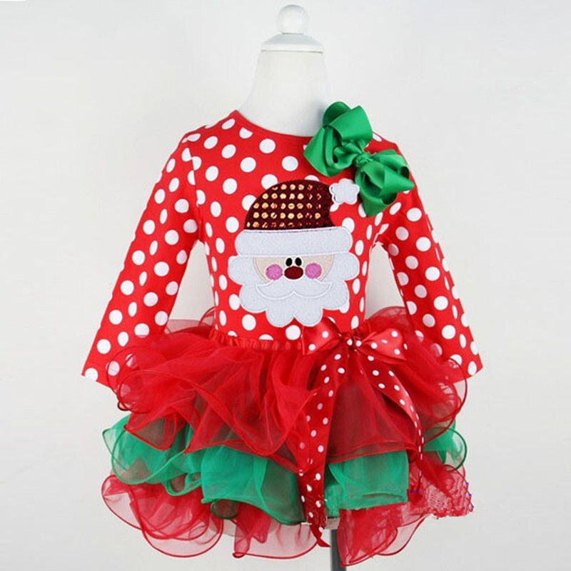 2015 new Children Winter Christmas Tree dress Baby Girl Clothing Cosplay Costume Kids Santa Claus dress Princess Party Clothes
