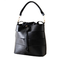 Chic Cutout 2016 Trendy New Bucket Bag Ladies Solid Color Stripe Simple Drawstring Hand Bag Women