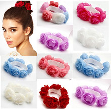 New 2014 Flower Bun Garland Floral Head Knot Hair Top Scrunchie Band Elastic Bridal