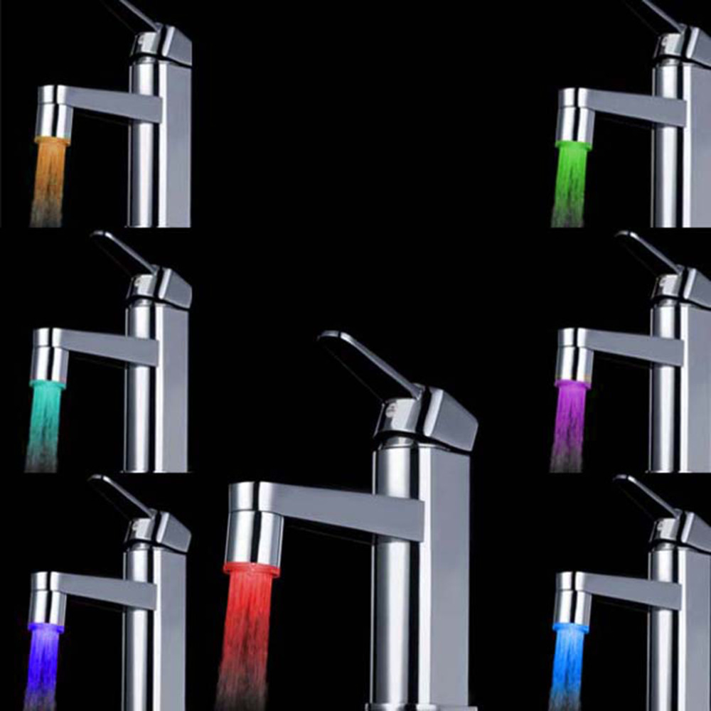 2016 1pc 2016 New Arrival Luxury 7 Color Changing LED Water Faucet Stream Light Glow Water Saving Shower Kitchen Stream Tap Head