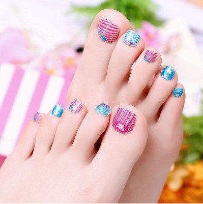 2015 new fashion toe sticker beauty glitter colorful nail decals DIY pedicure nail supplies 3D nail