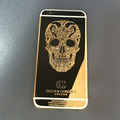 For iPhone 6 4 7 24K 24KT 24CT Mirror GOLD Plated SKULL Back Cover Housing Replacement