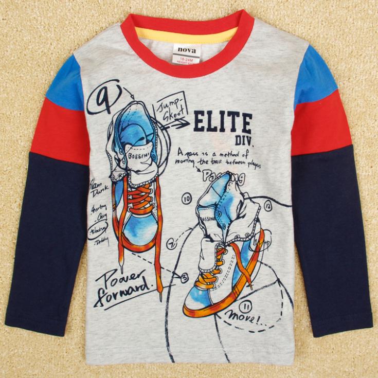 nova kids wear printed shoes  fashion long sleeve t shirt 2014 new style clothing for baby boys A5111